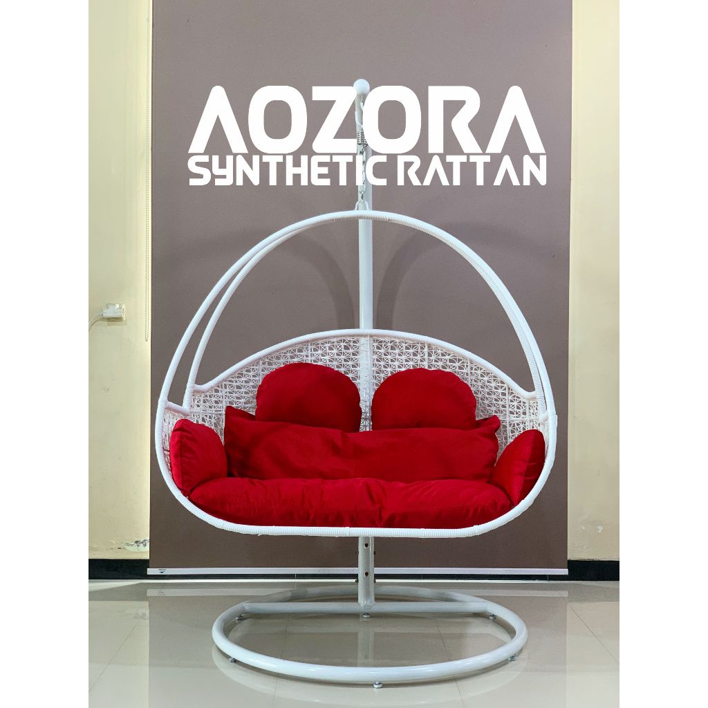 Becak Jumbo 1 Tiang Ayunan Gantung Rotan Sintetis Premium