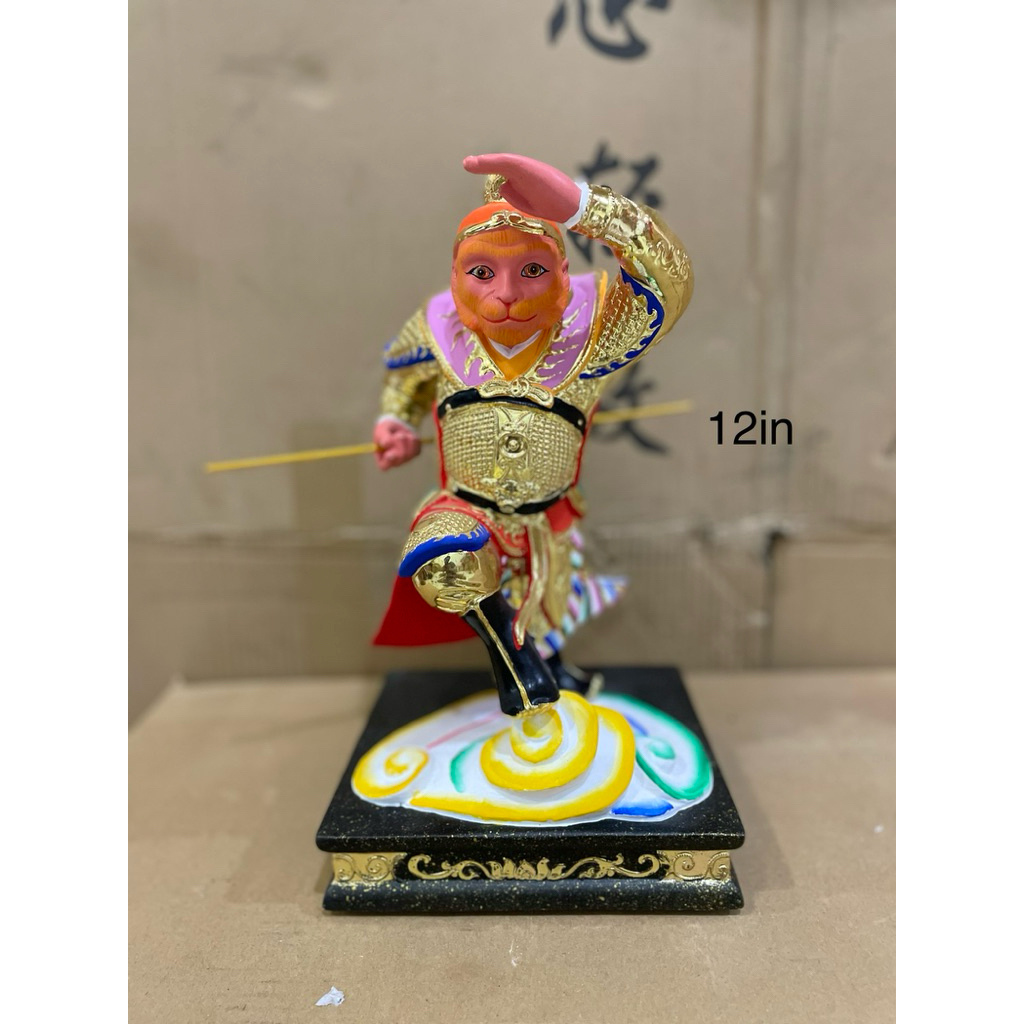 patung dewa tai sing kong - kera sakti berdiri - sun go kong 12in bahan kayu