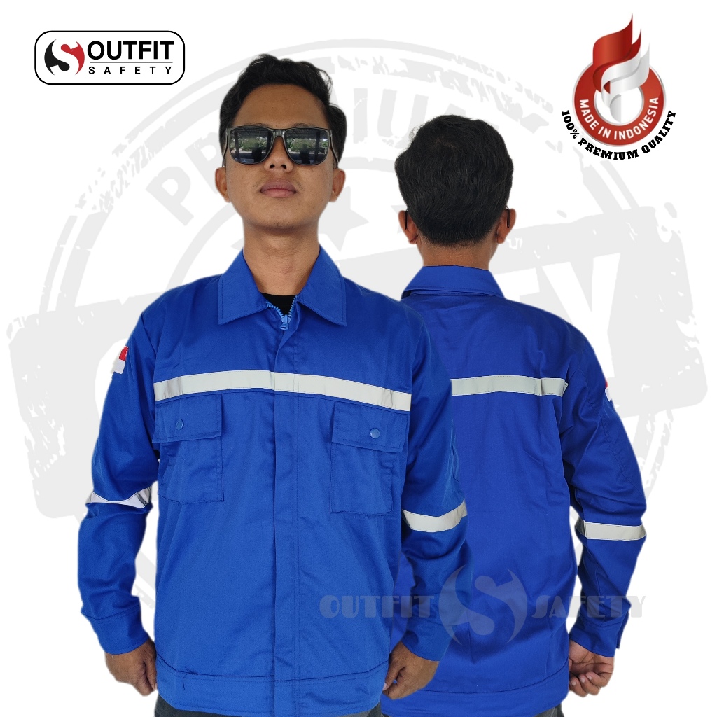 Outfit Safety - Baju Kerja Lengan Panjang Bahan Unione American Drill Warna Benhur Polos