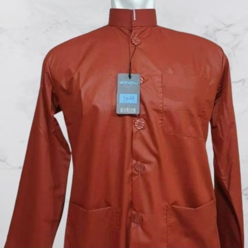 Baju Koko Haibah Ammu collection original warna Merah Cabe bahan adem & gak mudah gerah