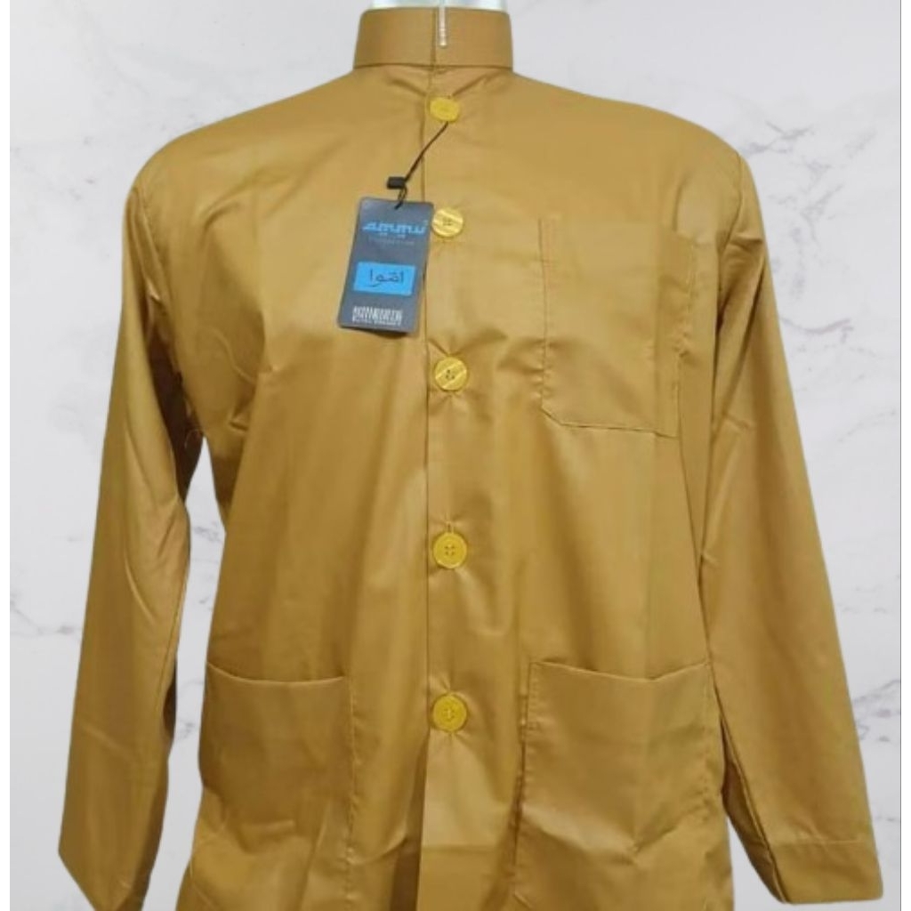 Baju Koko Ammu Haibah Original warna Kuning Emas / Kunyit adem GK gampang gerah