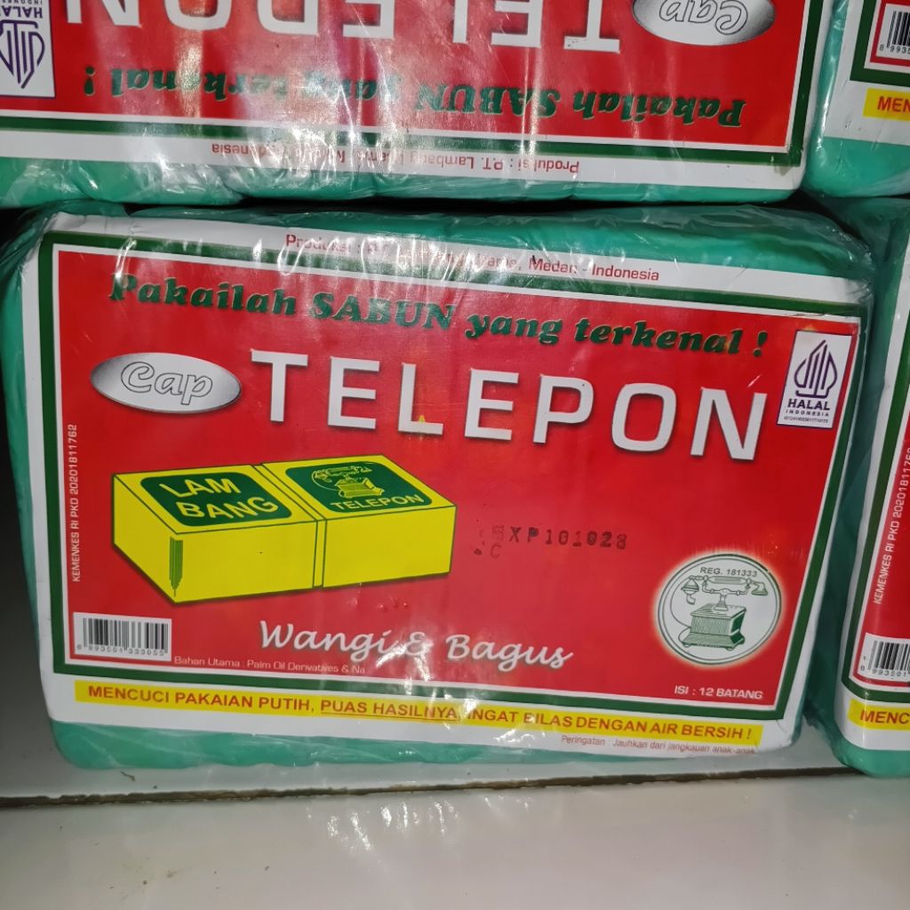 Sabun gosok cap telepon, kemasan 1pack 12 batang, 6 batang, 3 batang, 2 batang