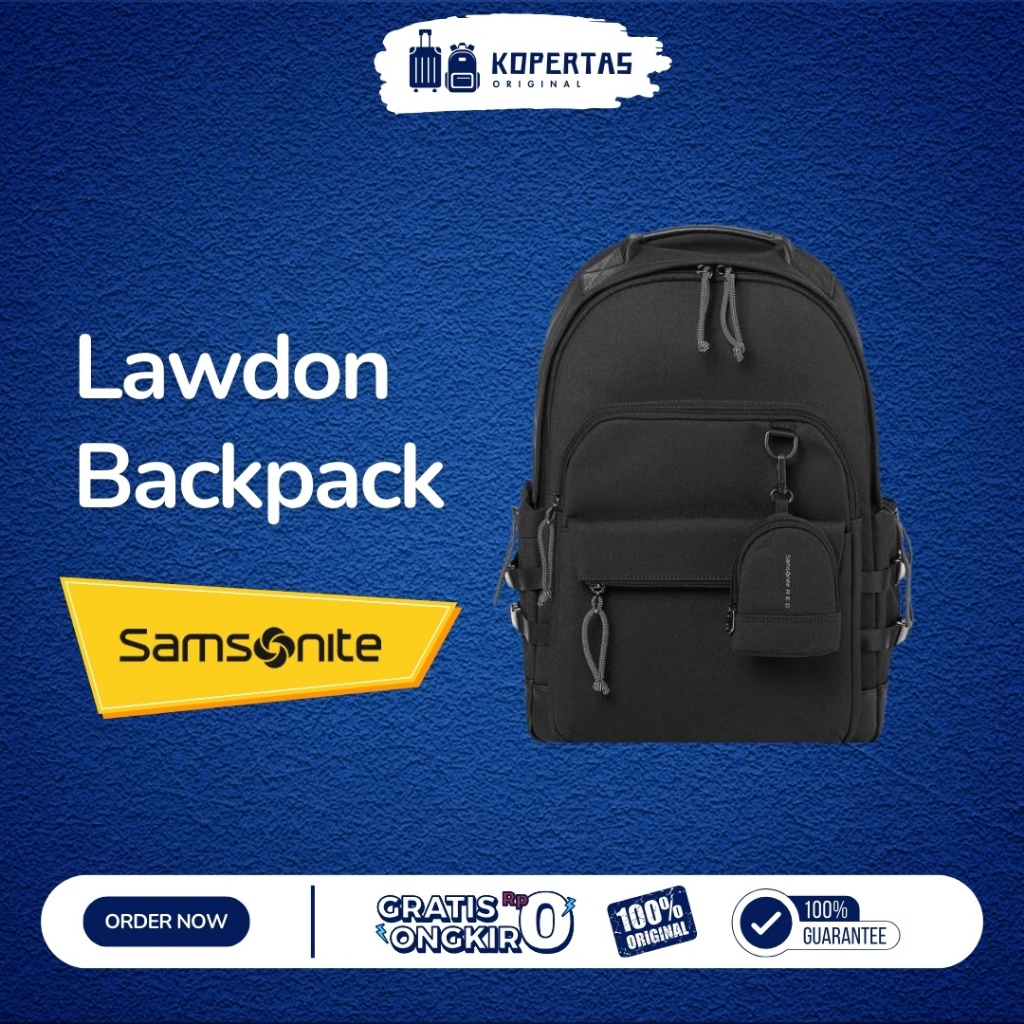 Samsonite Lawdon Tas Ransel Laptop Hitam - Pria Wanita