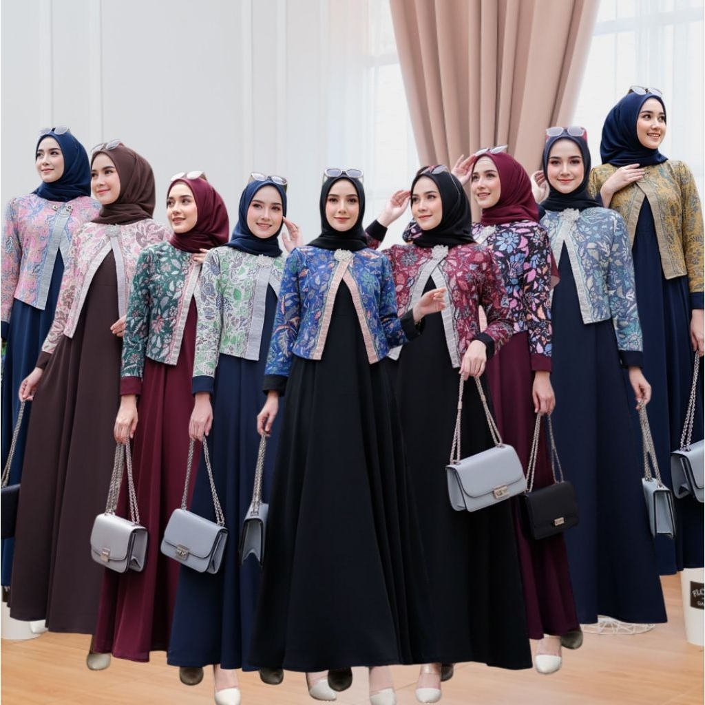 MAHARANI SET GAMIS WOLFIS + OUTER BATIK Original by Shofiya