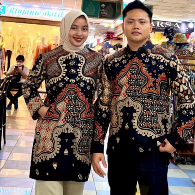 Baju batik tunik baju batik pria batik couple bahan doby