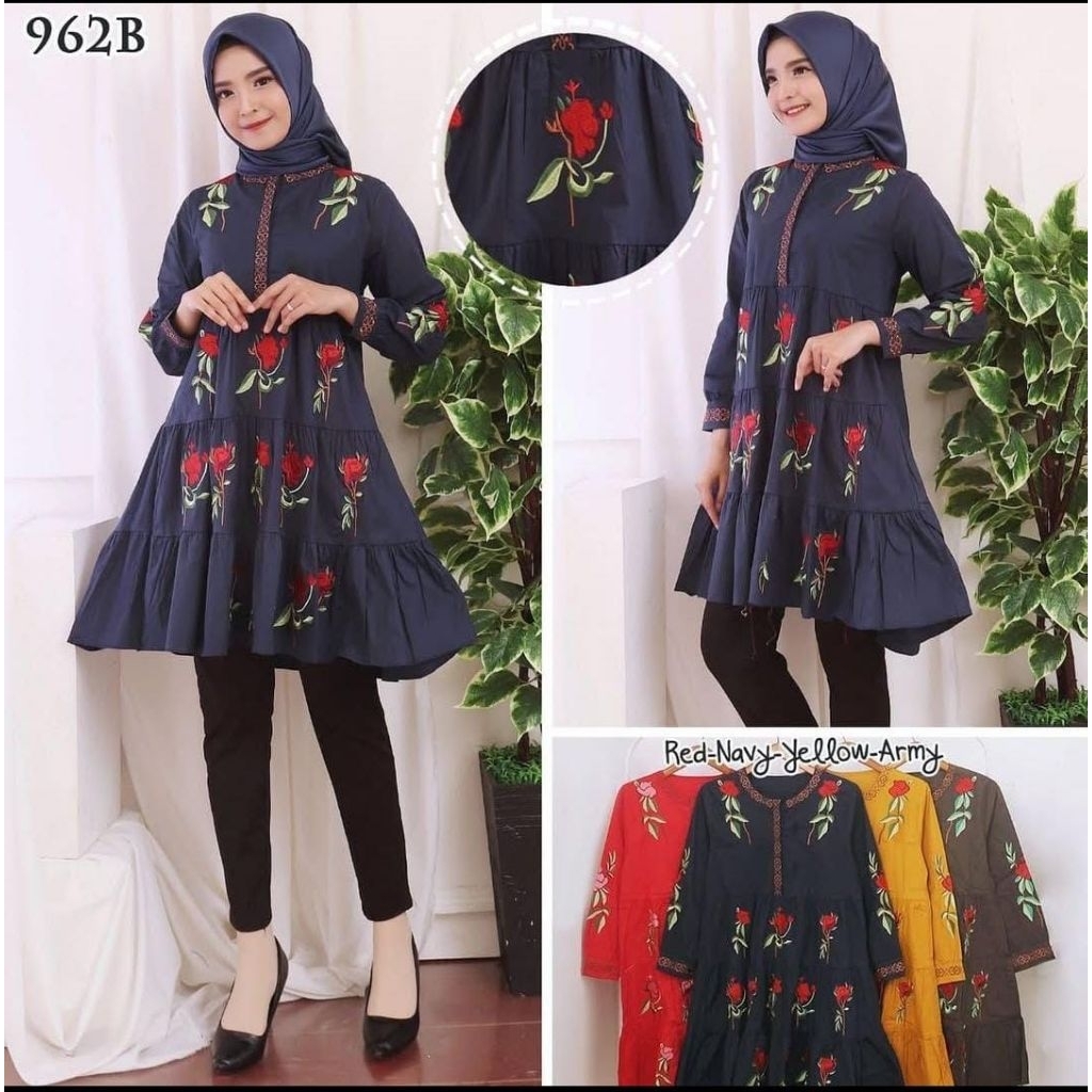 ATASAN TUNIK TERBARU DAN TERLARIS KATUN STRETCH BORDIR BANGKOK WANITA