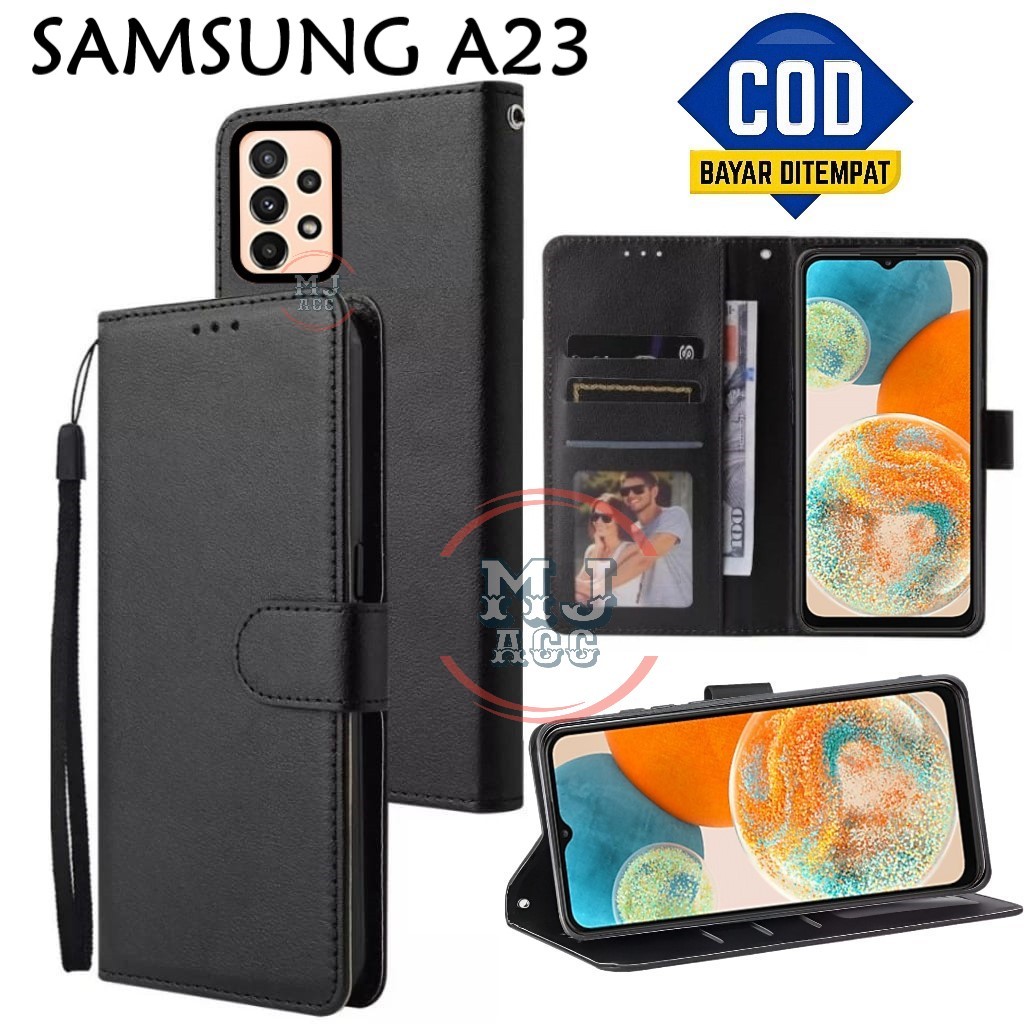 FlipCase Samsung A23 Leather Case Wallet Premium Casing Hp SAMSUNG A23 Cover Ponsel