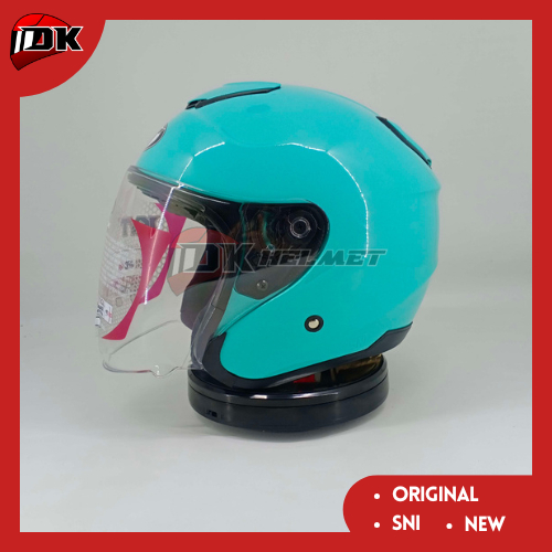Helm Half Face KYT Kyoto R Solid Aqua Blue Glossy Biru Muda Polos Original