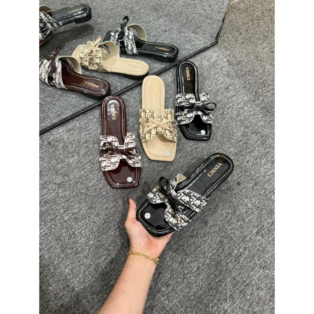 VINNCI - Sandal Wanita Flat Teplek Pita Dior