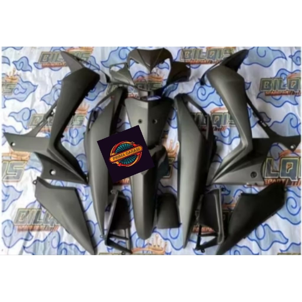 paket cover body Fullset halus motor Honda Supra x 125 Batman Warna HITAM Doff