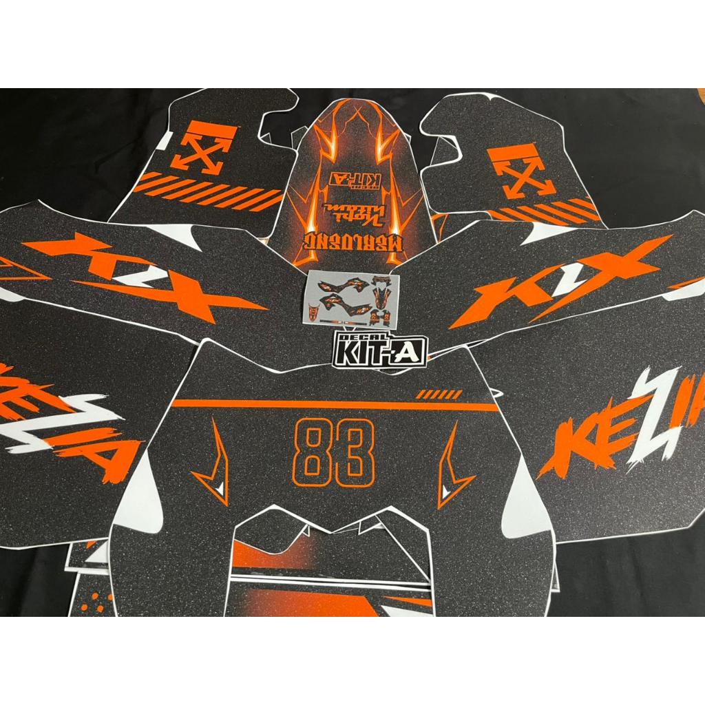 Decal KLX 150 SM Terbaru Hitam Oren Design Custom Fullbody Doff Glitter