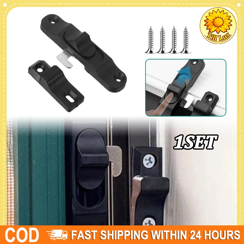 Grendel Kait Pintu Jendela Geser - Pengunci Slot Baja Emas, Limitator Jendela Tahan Lama