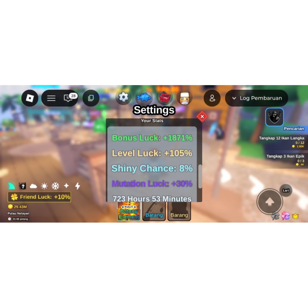 AKUN FISH IT RATA KANAN - ELEMENT RODS GHOSTFIN