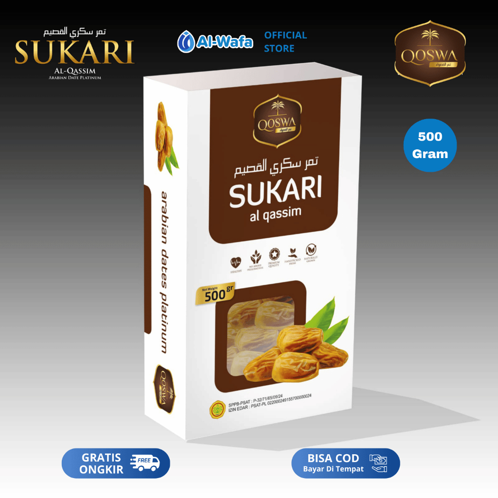 QOSWA - Kurma Sukari Al Qassim 500 Gram Grade A