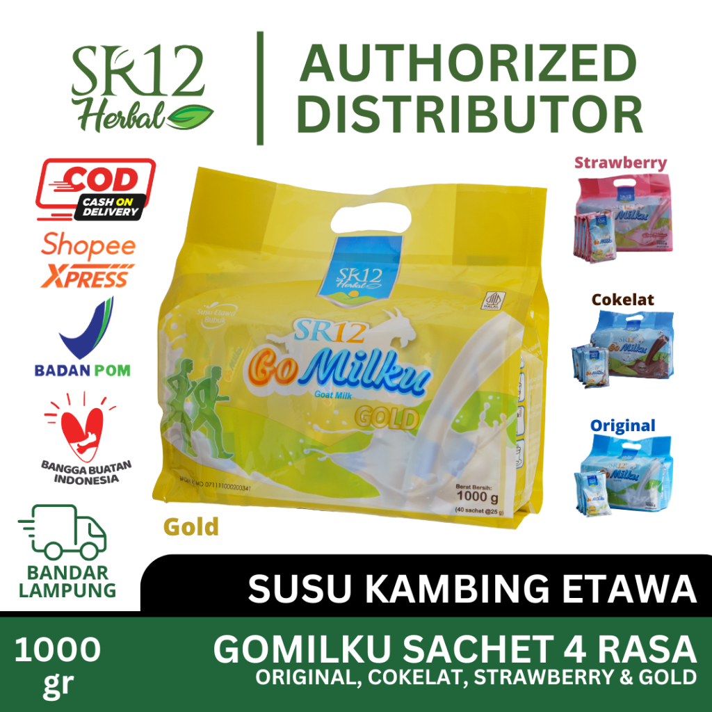SR12 GoMilku Sachet Pack 1kg Gold Original Cokelat Strawberry Go Milku Susu Kambing Etawa