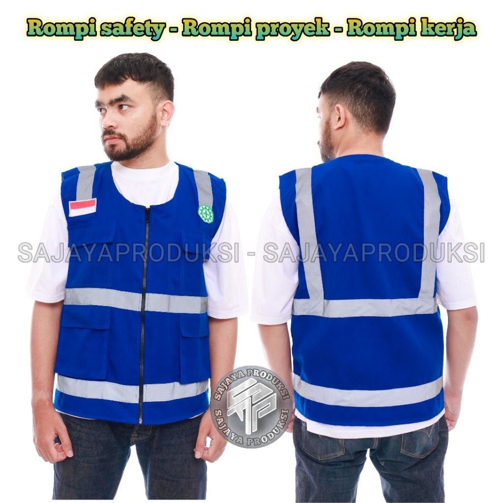 Rompi kerja lapangan safety k3 warna biru - rompi safety - rompi proyek