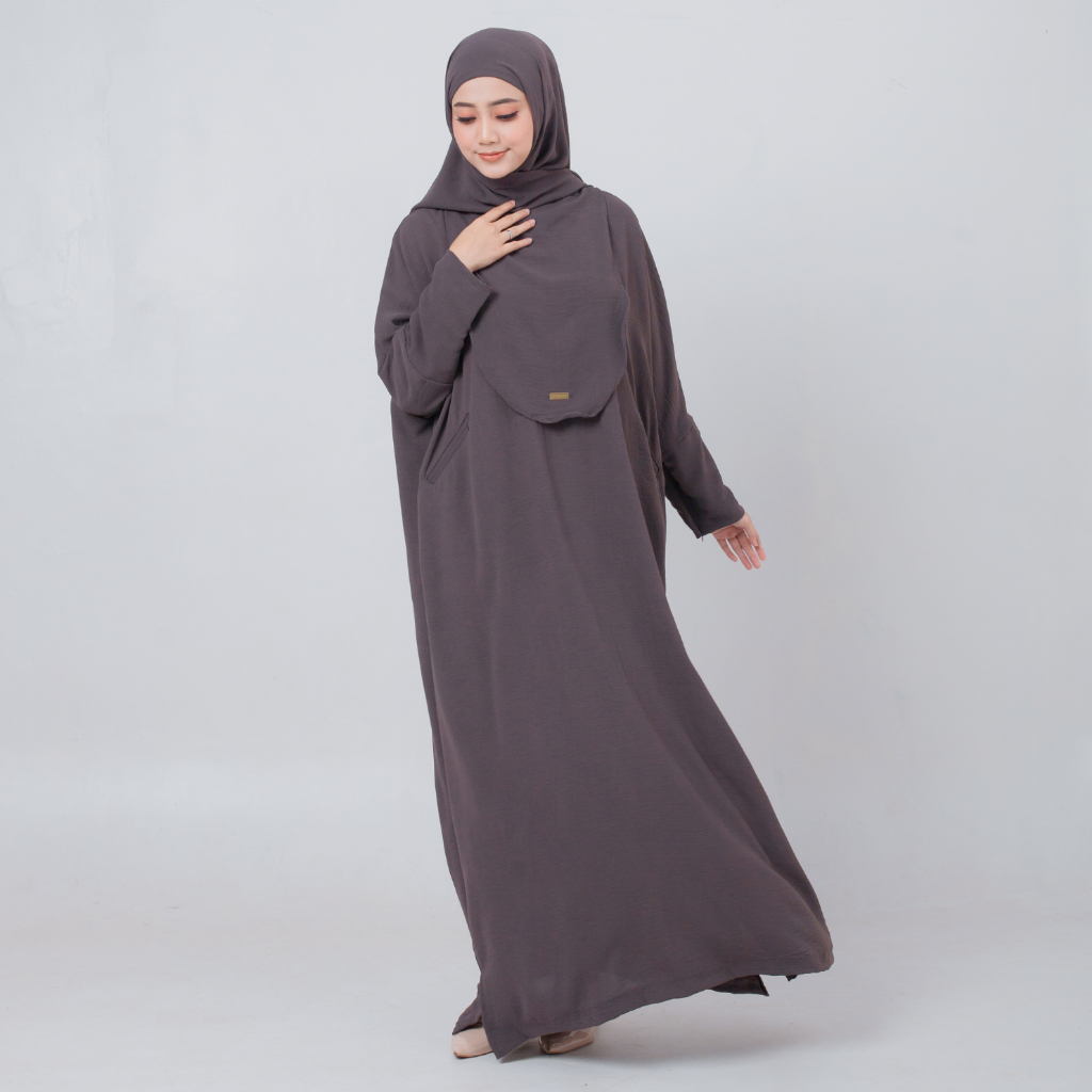ASFARA - Abaya Haira Syari Set ( Smoke ) Gamis Syar'i / Gamis Abaya Set Hijab