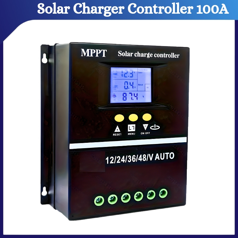 MPPT Solar Charger Controller 100A 12V 24V 48V Dual USB Display LED Pengontrol Charger Aki Solar Pan