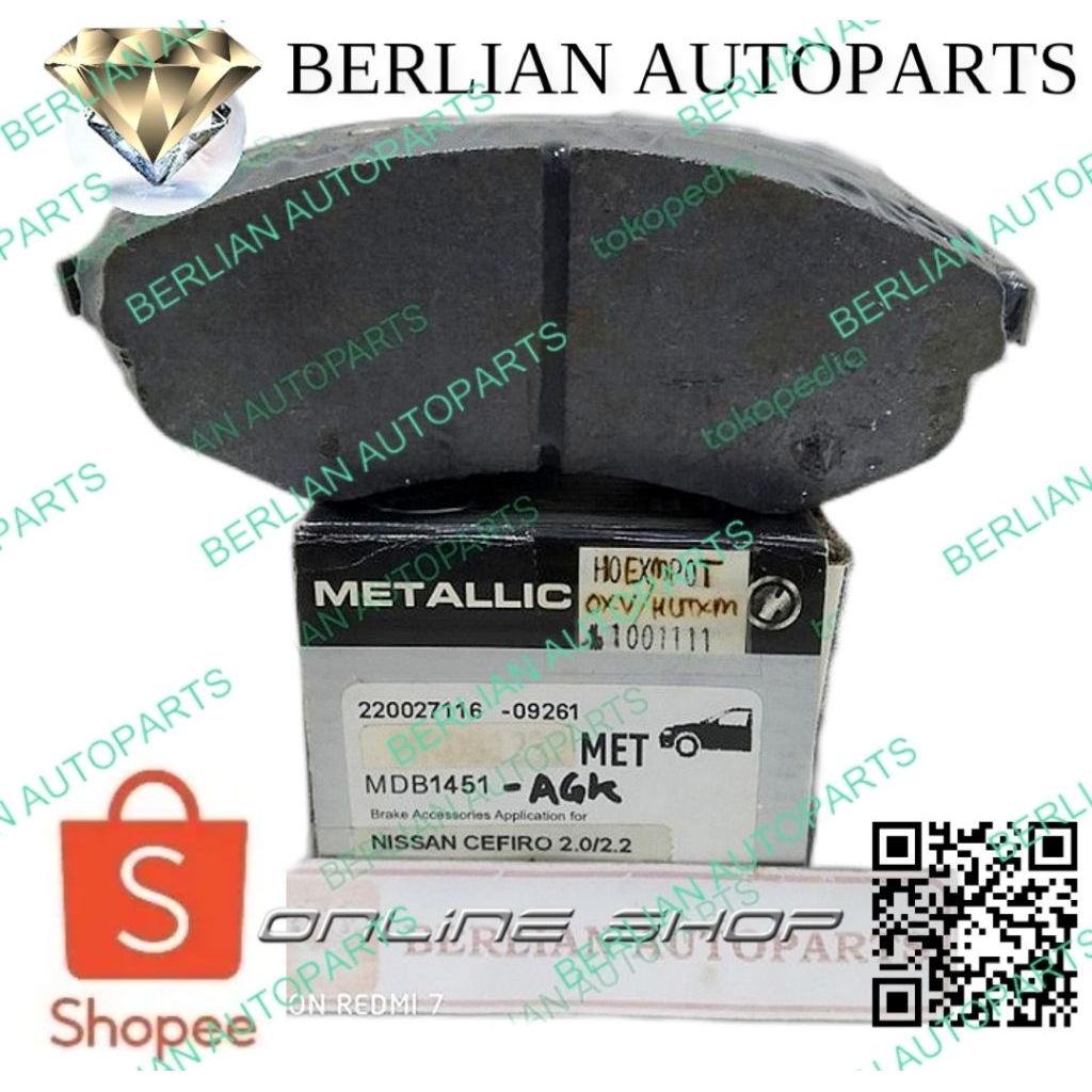 kampas rem depan Suzuki Baleno New SX4 Sunny Teana Cefiro MDB1451