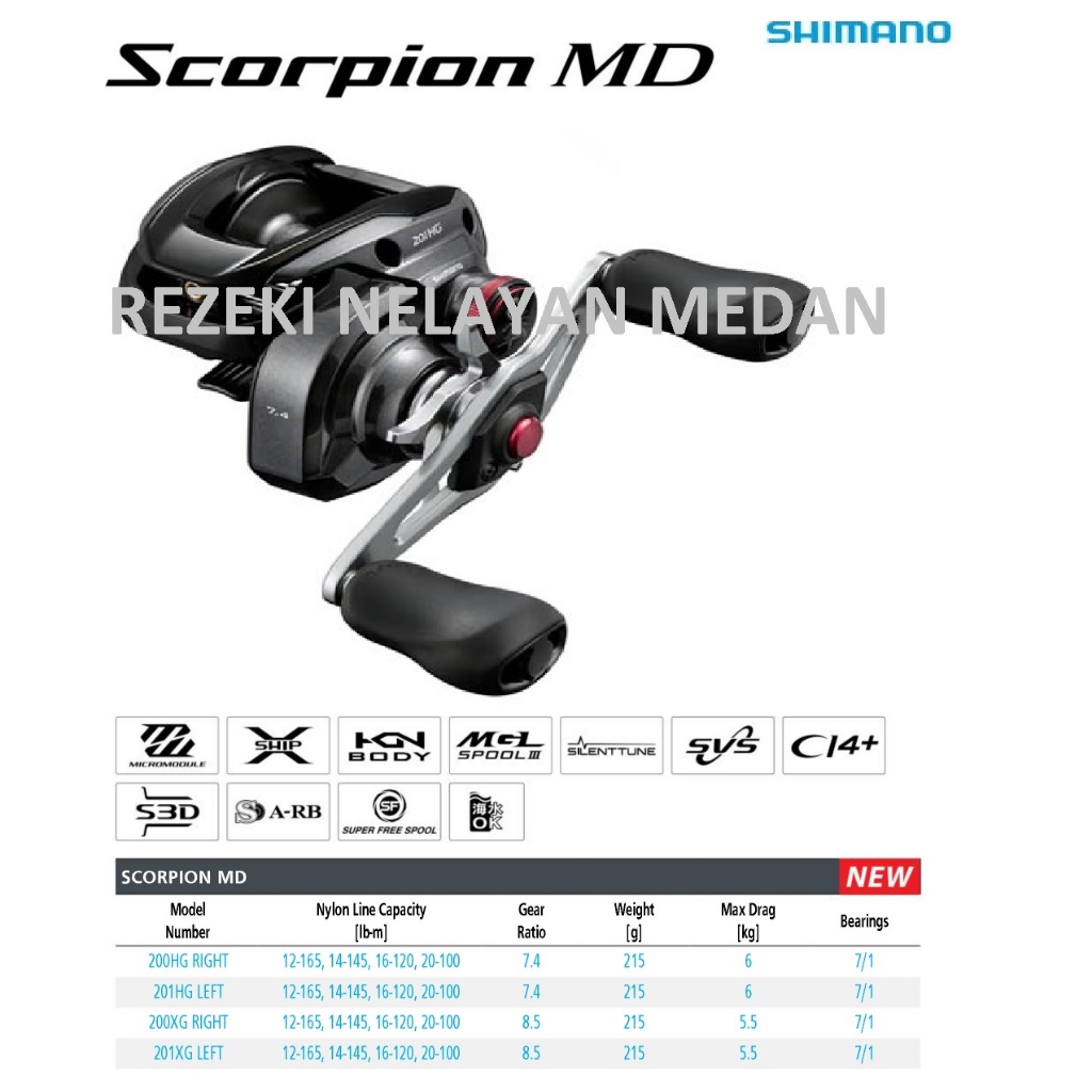 Reel Baitcasting SHIMANO Scorpion MD 2024 | Reel BC Monster Drive SHIMANO | Garansi SHIMANO INDONESI