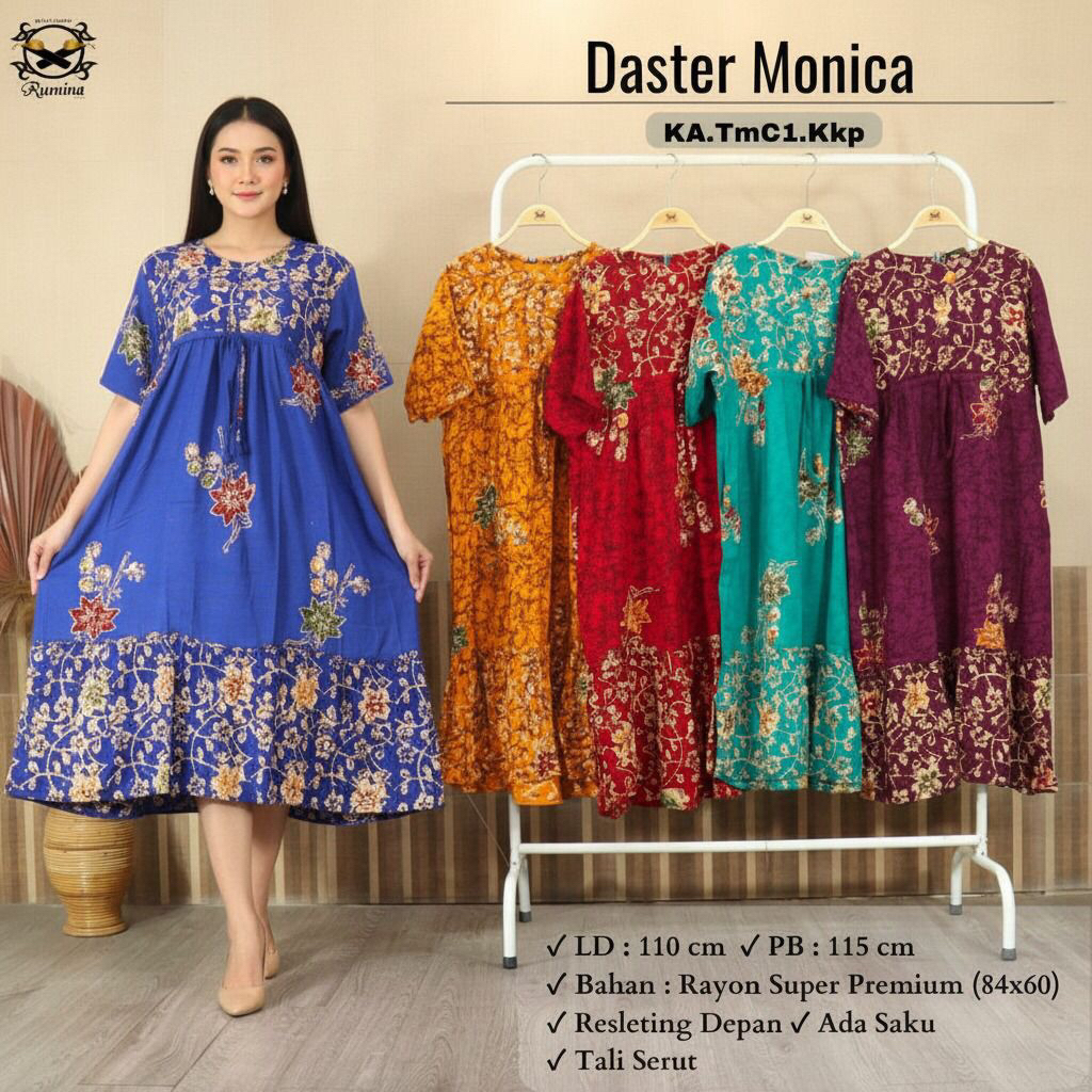 (LD 110 PB 115) Daster MONICA Daster Rumahan Premium Bahan Rayon Santung Tebal Adem Nyaman Ori Batik