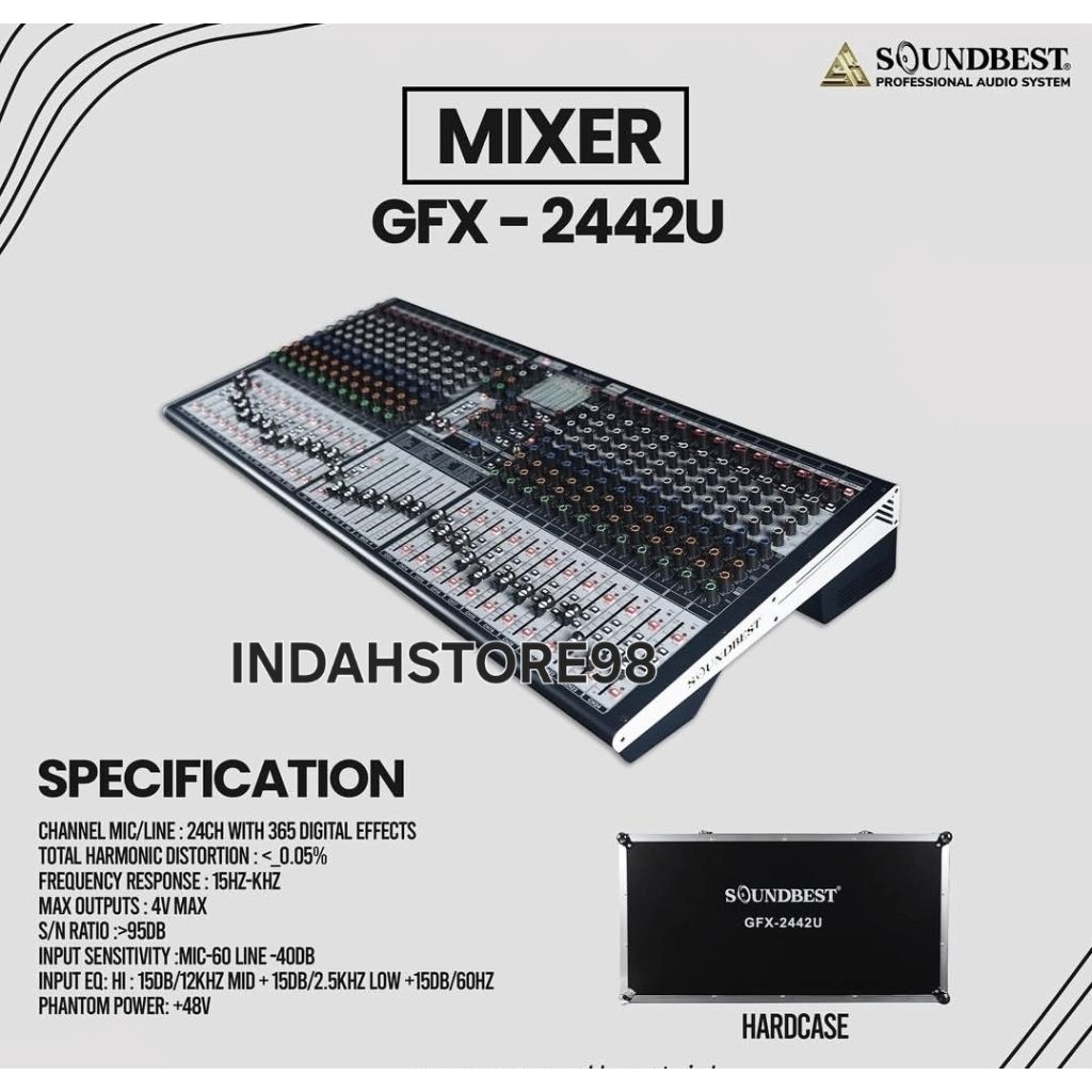 Mixer 24 Channel Soundbest GFX 2442U Free Hardcase Original Mixer 24 Chanel