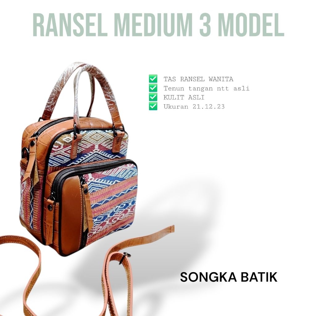 TAS TENUN NTT TAS RANSEL WANITA KULIT ASLI MEDIUM