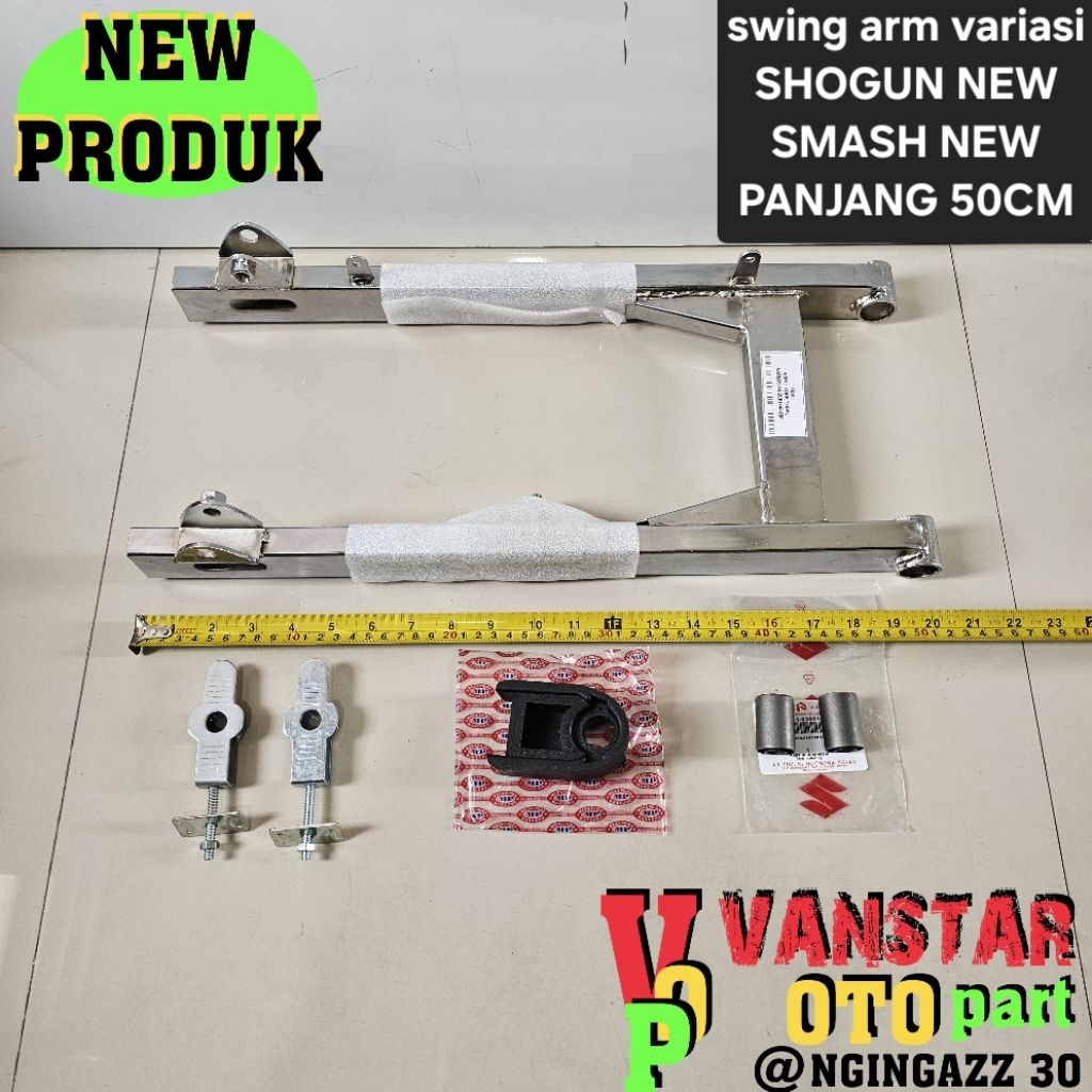 SWING ARM VARIASI PANJANG 50CM PNP SMASH NEW SHOGUN NEW GRAND ASTREA TORNADO TITAN  CHROME FULLSET