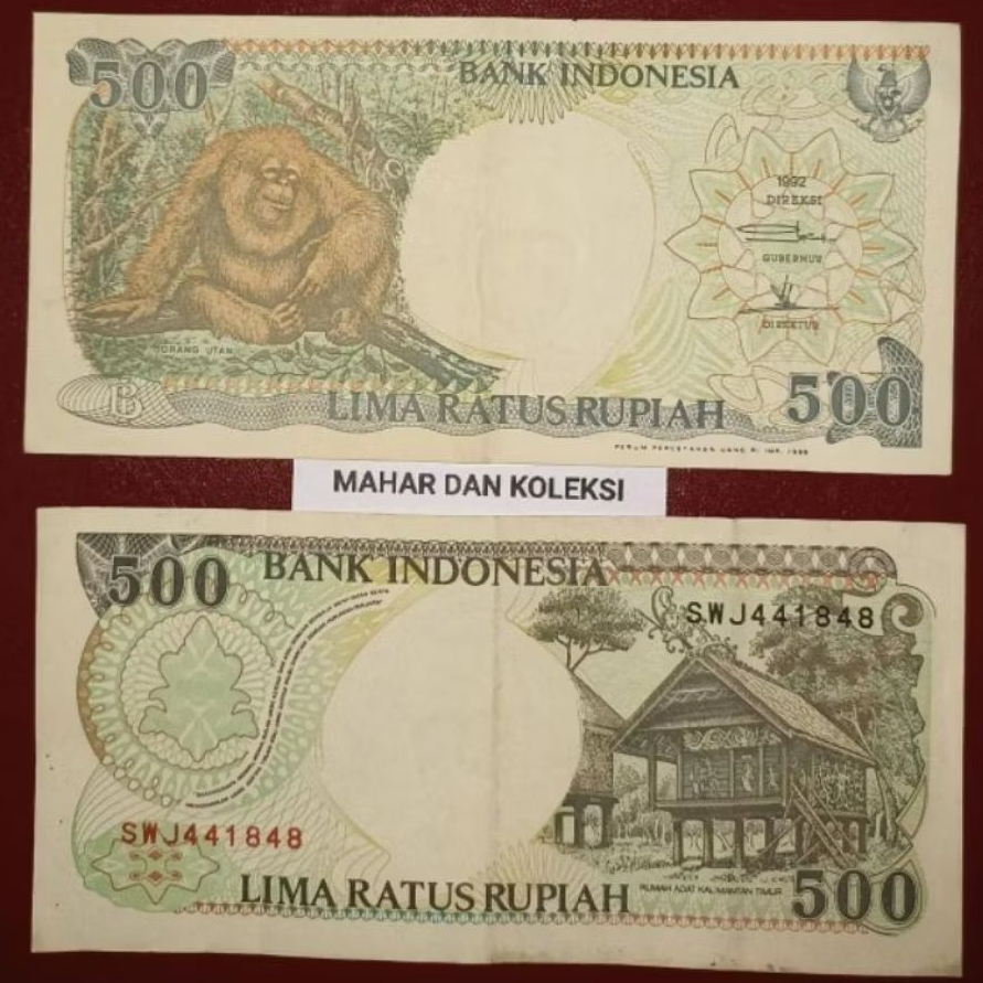 Uang Kertas 500 Monyet kuno koleksi Kondisi Masih Bagus. Dijamin Asli
