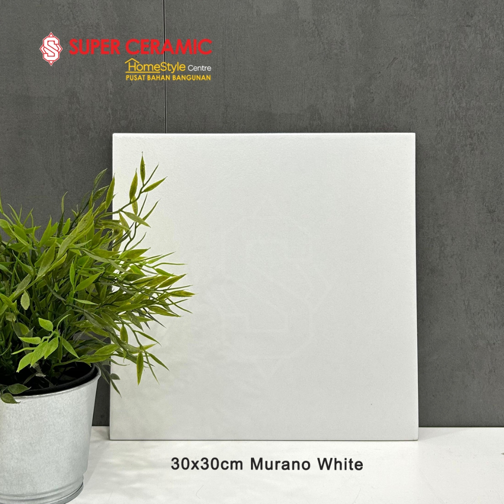 ASIA TILE 30x30 Keramik Lantai Dinding PUTIH POLOS Glossy - MURANO WHITE