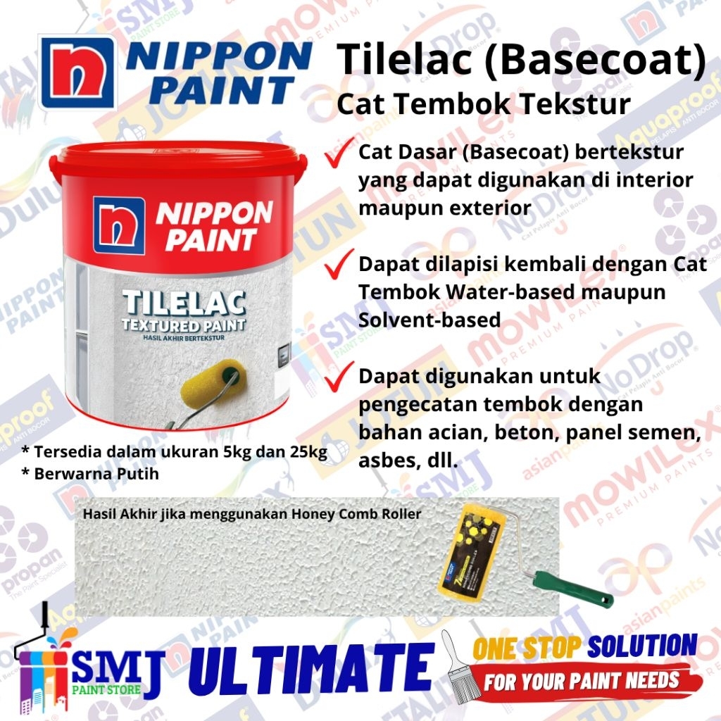 Cat Tekstur Tembok NIPPON PAINT TILELAC Textured Paint Putih 5kg