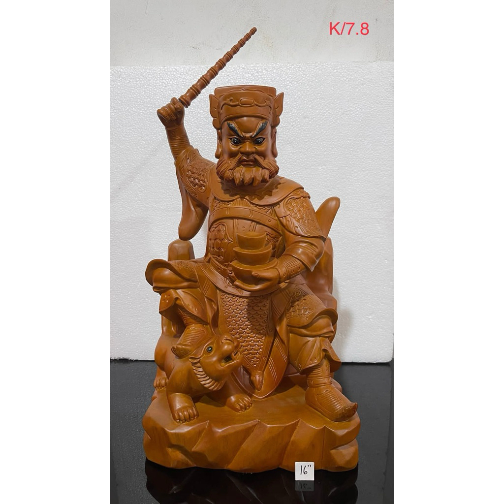 patung dewa hantankong - tio guan sue - zhao gong ming 16in kayu polos
