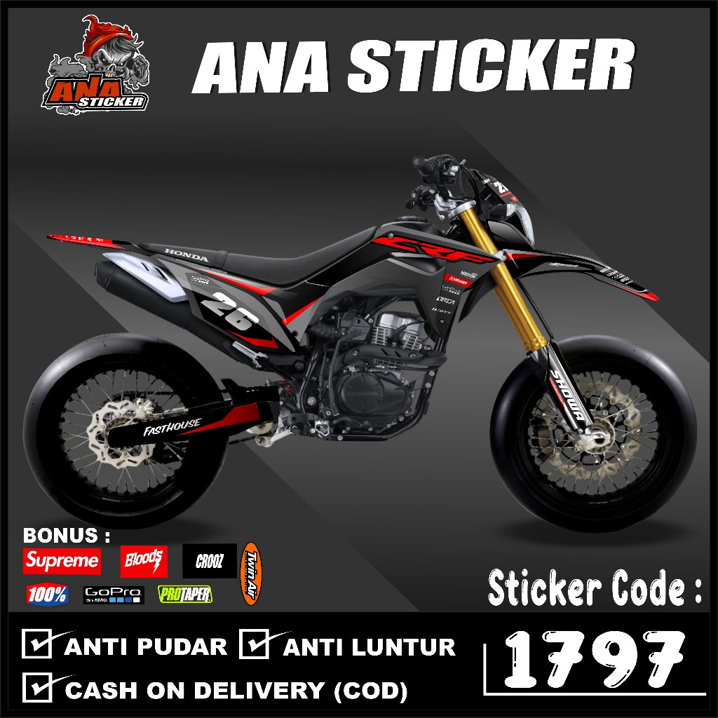 1797 Decal Stiker Motor CRF 150 L SUPERMOTO HOLOGRAM Full Body grafis simple