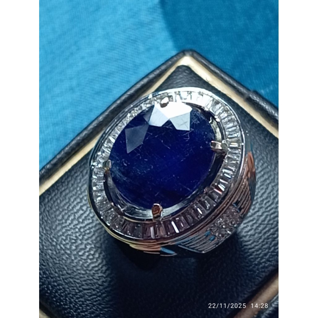 Cincin Mata Batu Natural Royal Blue Sapphire (Corundum) Kualitas Srilanka Big Size Jumbo Premium (Ko
