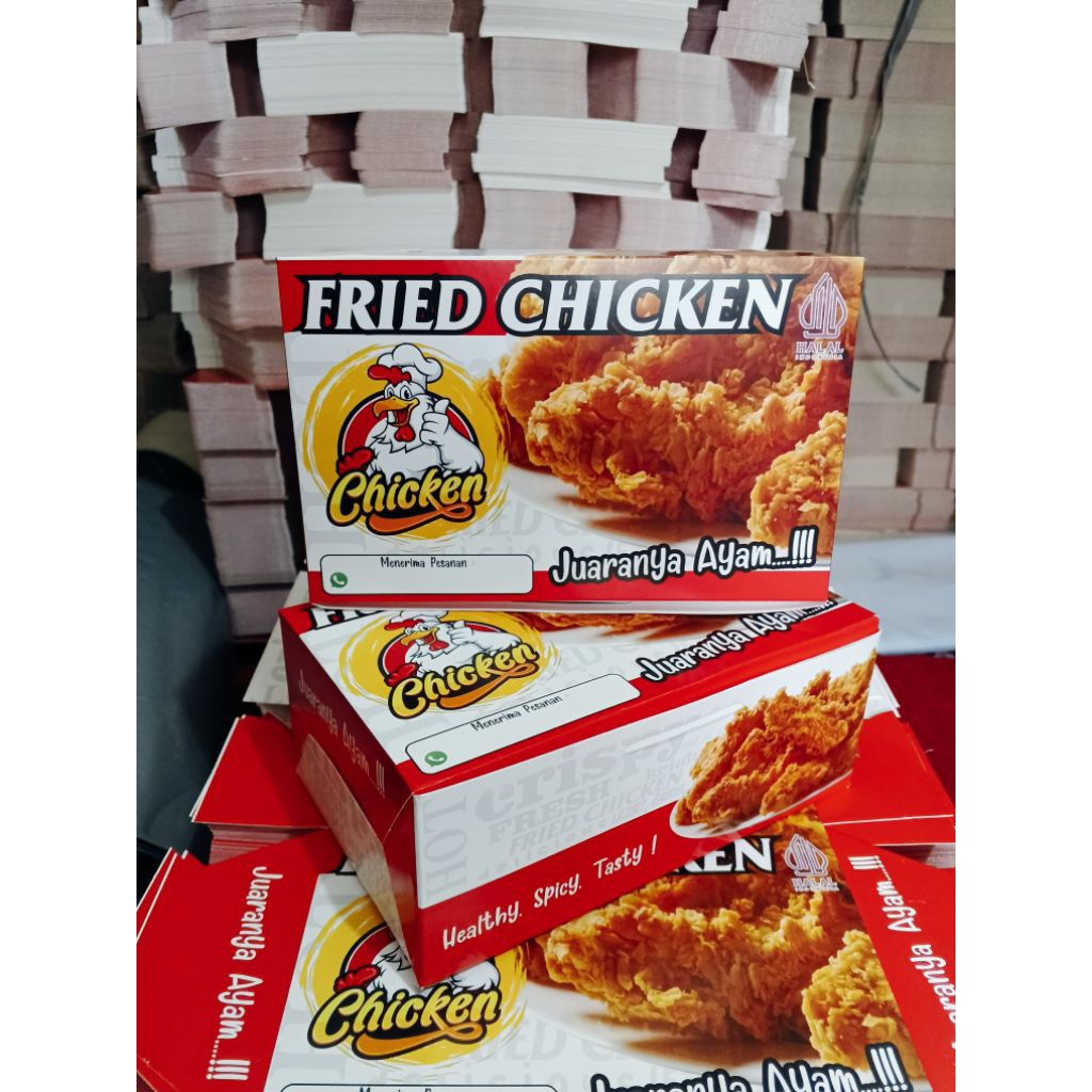 Joeley_Id Box Fried Chicken Ivory +Kertas Nasi (Kfc Bdr L+Kertas 100 Pcs)Dus Kfc Ayam Kotak Nasi Box