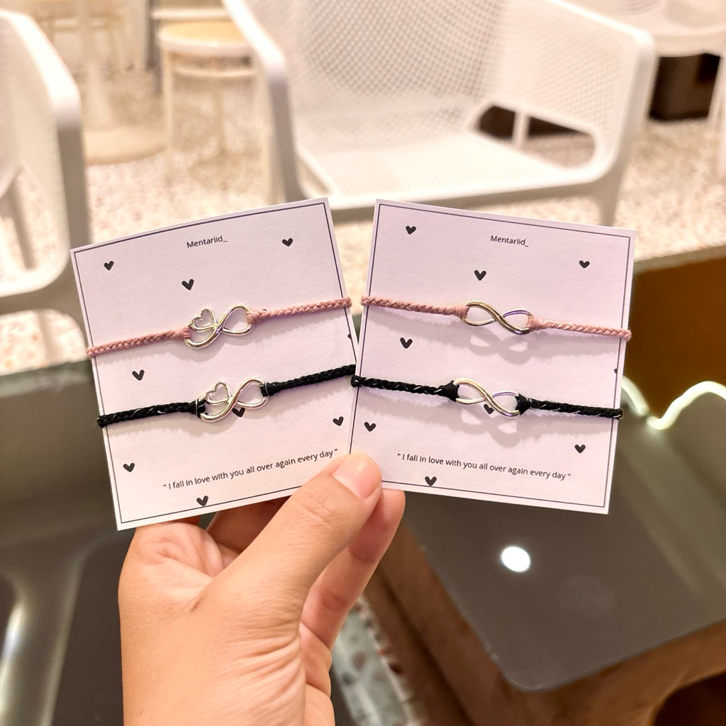 FREE BOX Gelang couple infinity warna | Gelang tali infinity | Couple infinity warna