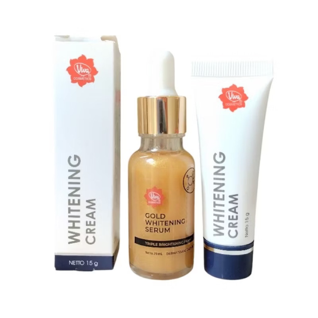 Viva Paket Flek Hitam Bekas Jerawat | Viva Whitening Cream |+ Gold Whitening Serum