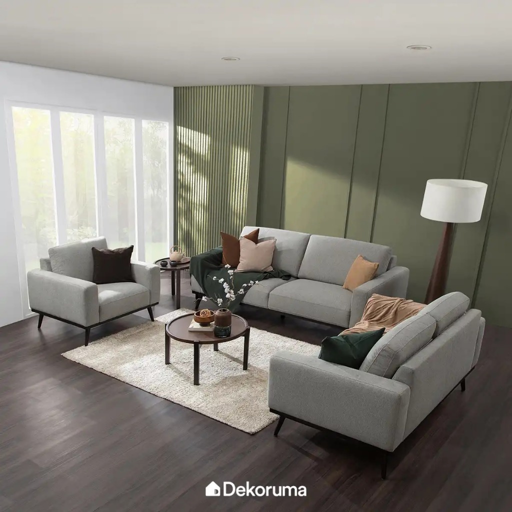 Dekoruma SINJU Sofa / Sofa Kain Santai / Sofa Ruang TV Woven