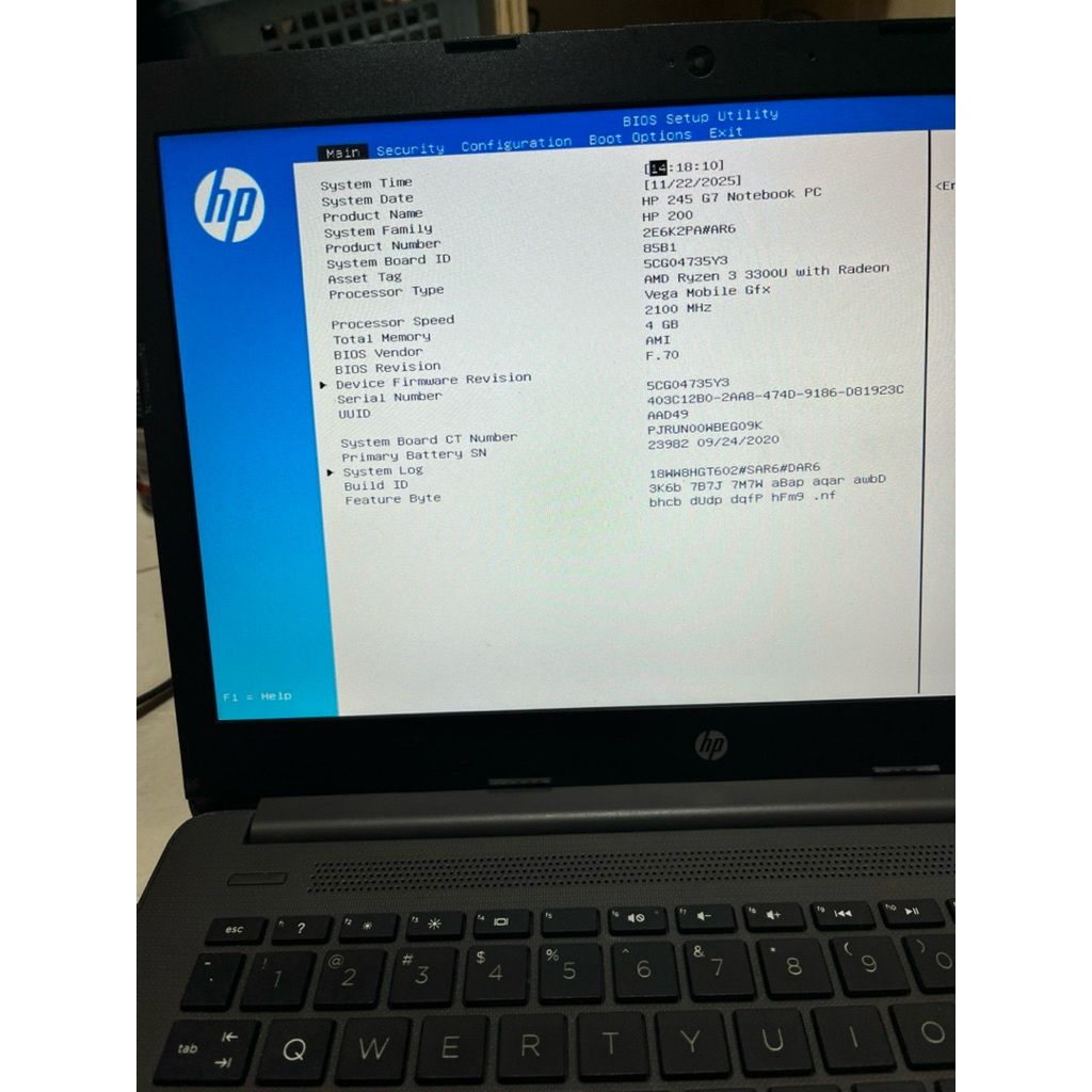 Motherboard Hp 245 G7 AMD Ryzen 3 3300U With Radeon Vega