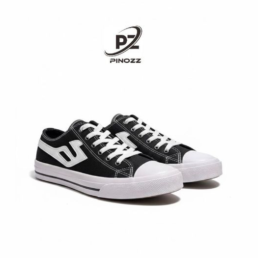 PINOZZ Sepatu Sneakers Kain Kanvas Premium 12oz Hitam Putih Variasi Remaja Cowok Cewek Gaya Santai C
