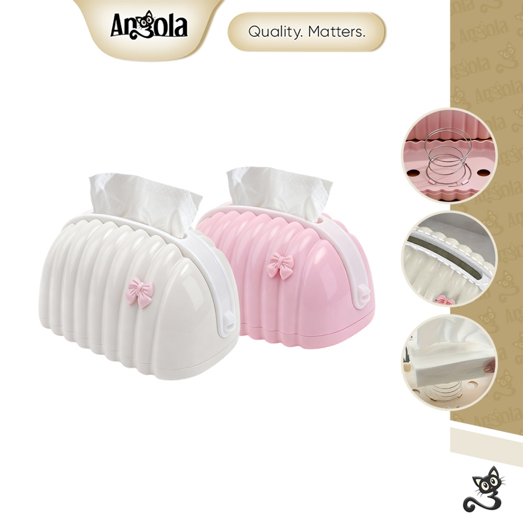 ANGOLA Kotak Tisu Mini Pouch Coquette D88 Tempat Tisu Bentuk Kerang Estetik / Tissue Box Minimalis