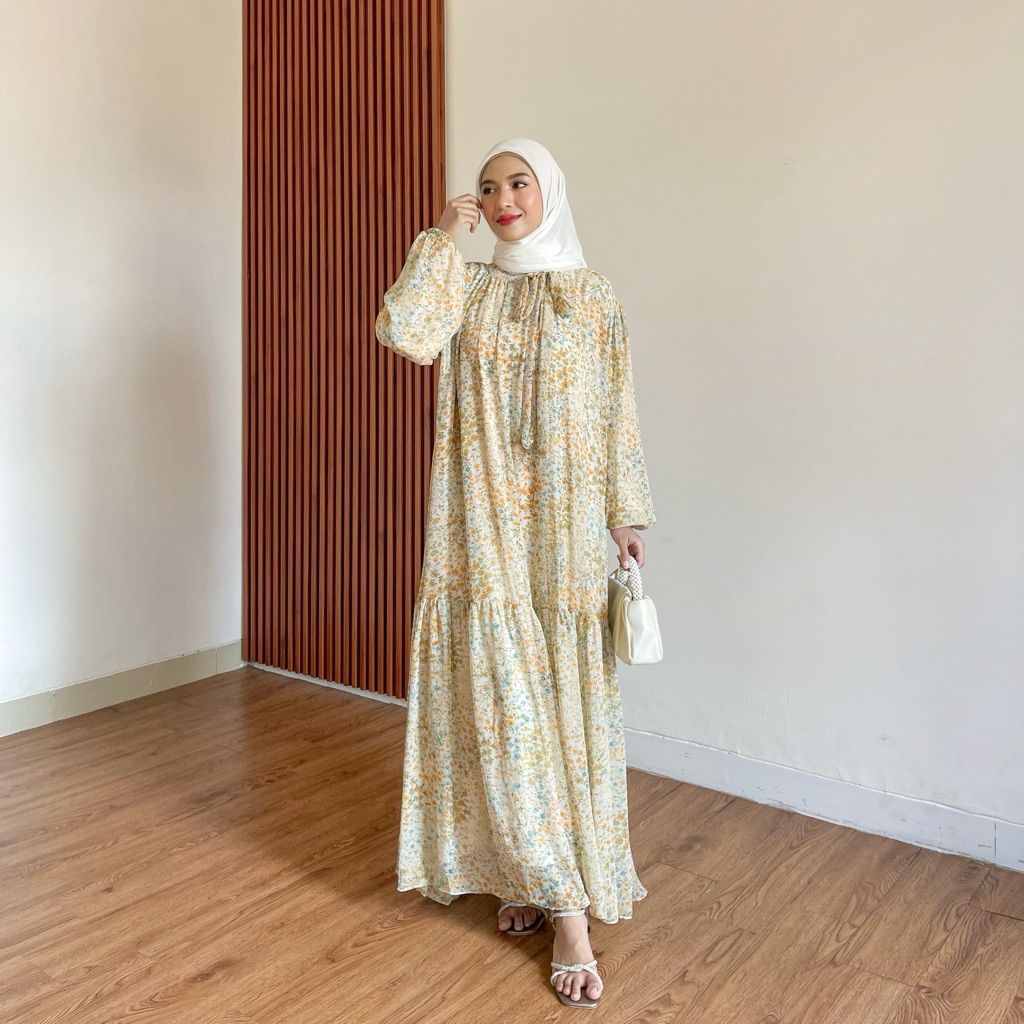 Yoya-Kirana Dress – Dress Muslimah Adem Full Furing, All Size, Motif Cantik Kekinian