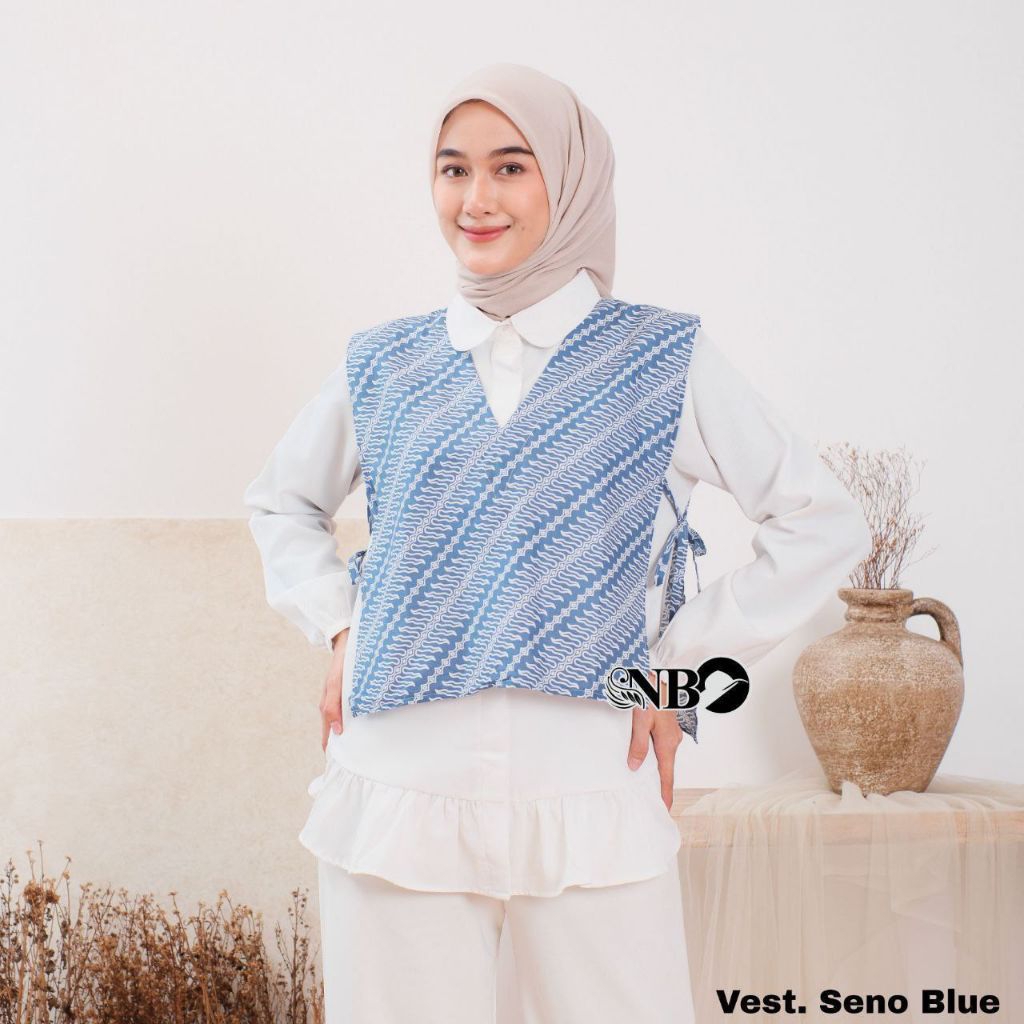 Vest Batik Motif Seno Vest Atasan Wanita Modern Vest Outer Rompi Blouse Tunik Vest Premium Vest Rema