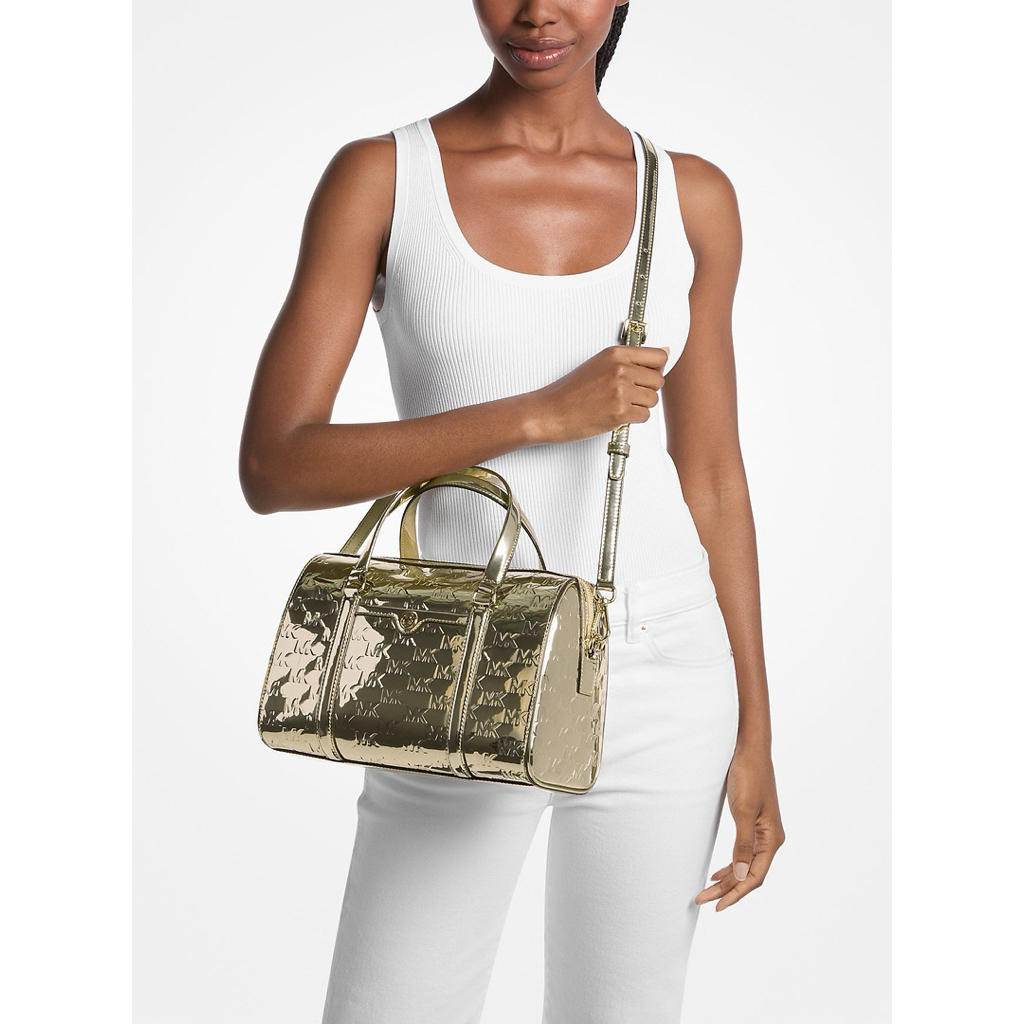 MK Travel medium duffle satchel pale gold