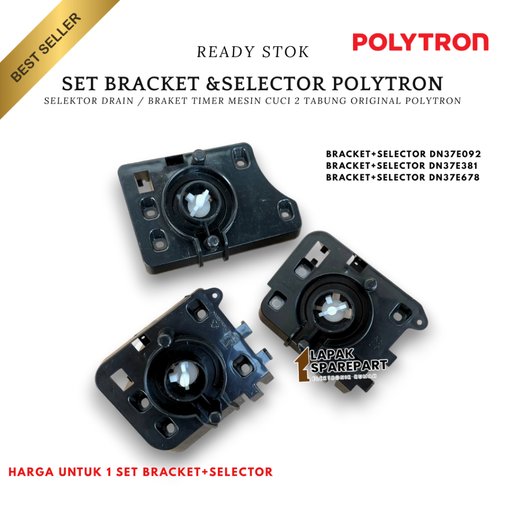 SET BRACKET DAN SELECTOR PEMBUANGAN MESIN CUCI POLYTRON ORIGINAL