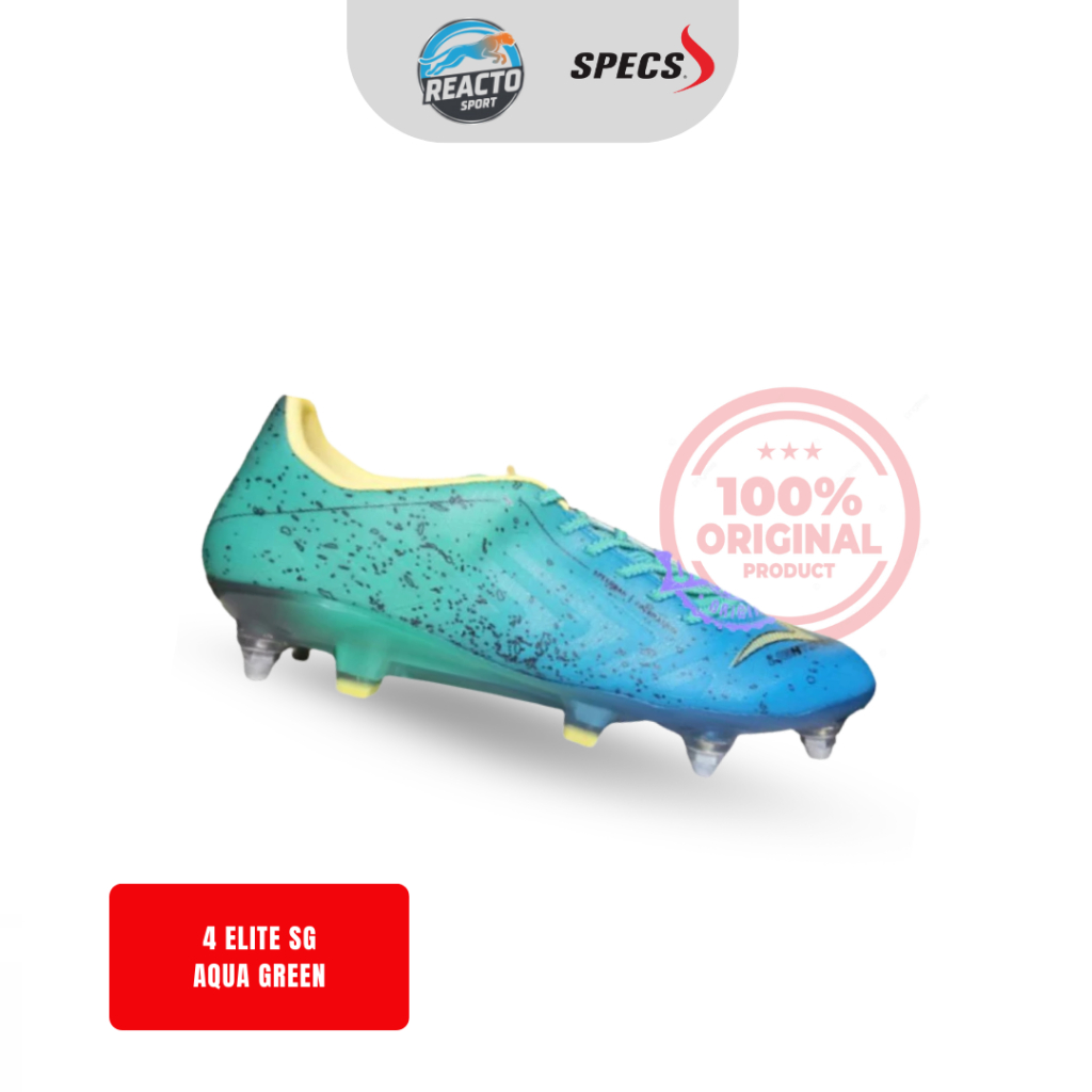 Sepatu Bola Specs Accelerator Lightspeed 4 Elite SG Original - Aqua Green/ Mentyl Blue/ Custard
