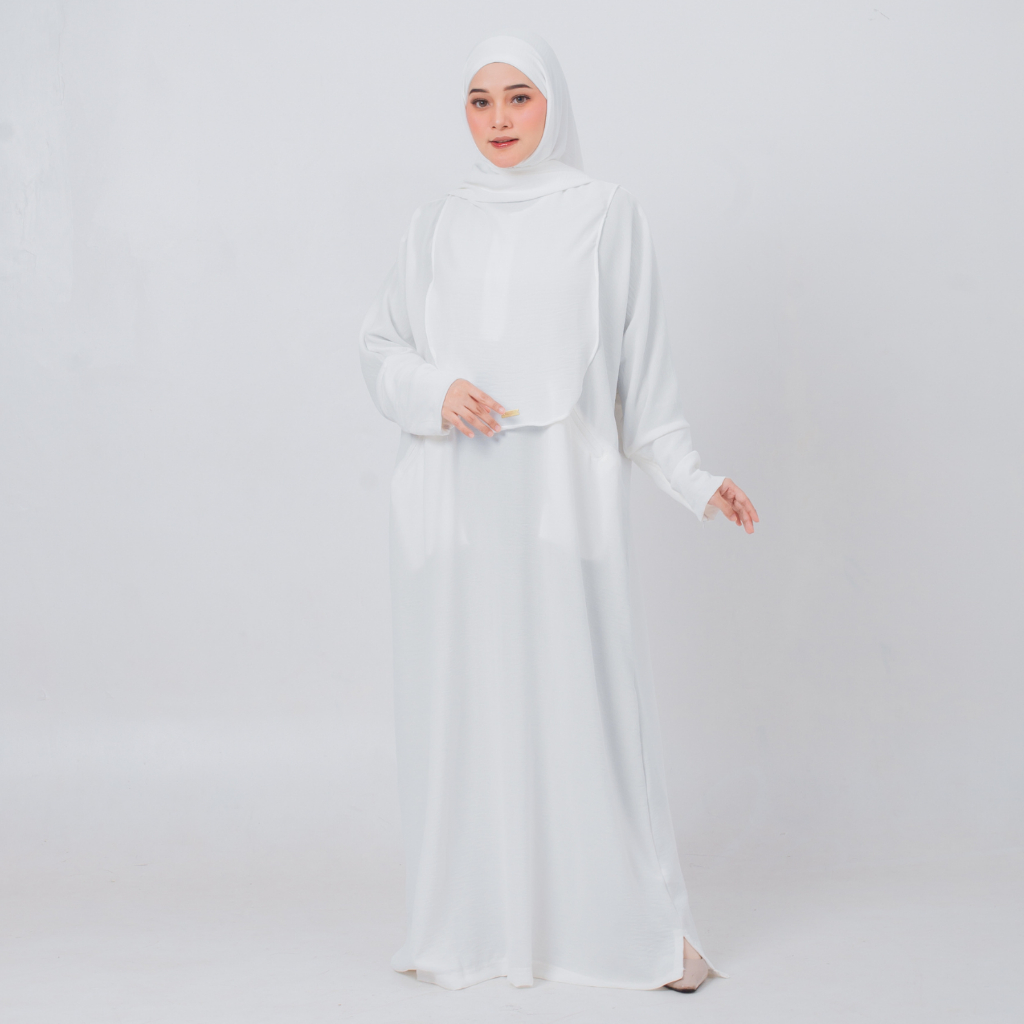 ASFARA - Abaya Haira Syari Set ( Putih ) Gamis Syar'i / Gamis Abaya Set Hijab