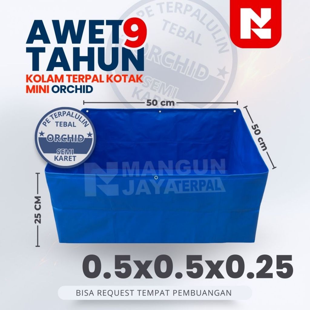 Kolam Terpal Orchid Semi Karet Ukuran 50x50x25 Kolam Terpal Untuk Ikan Kecil lele nila guppy