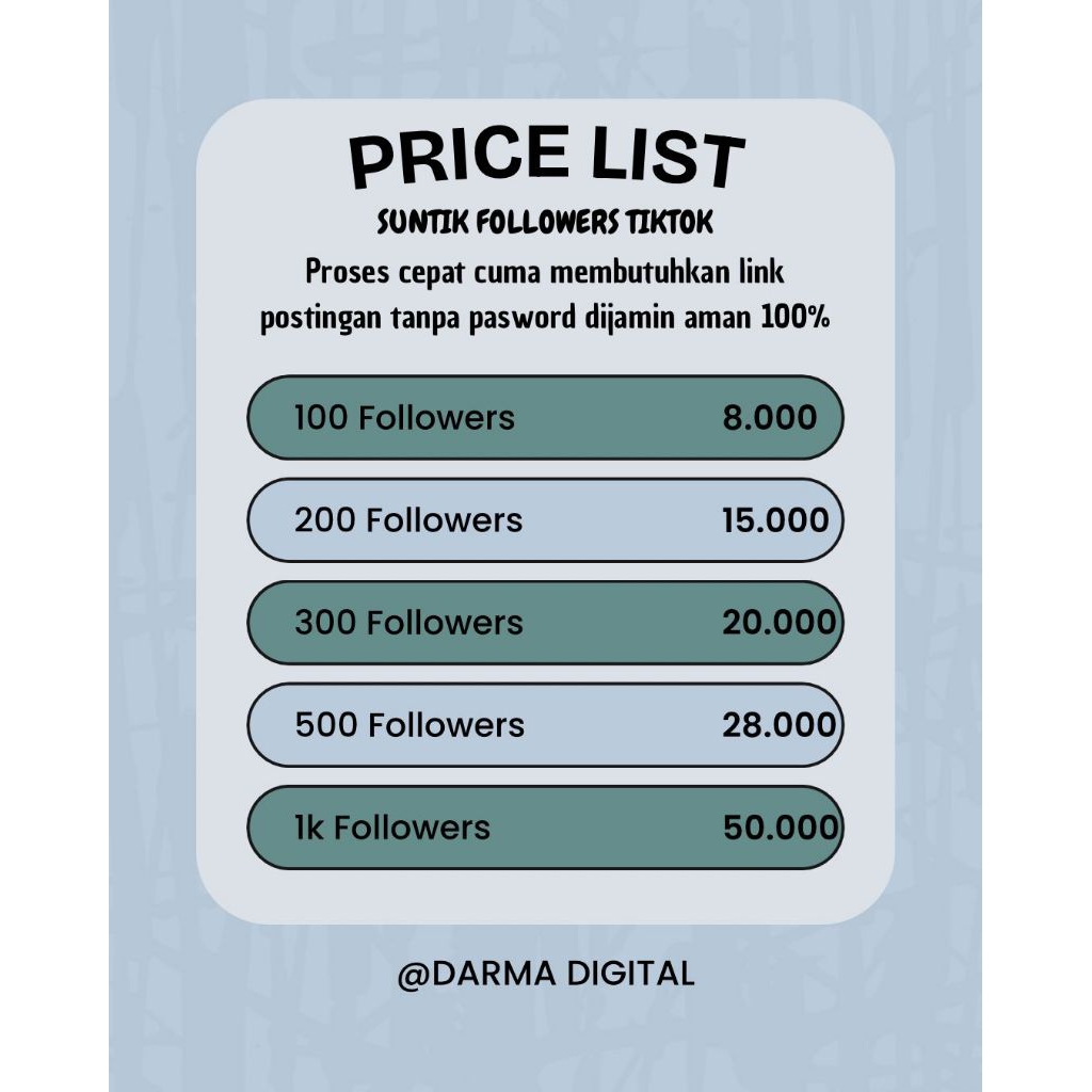 Suntik Followers Tiktok Real Aktif - Aman Tanpa Pasword | 100-1k Followers