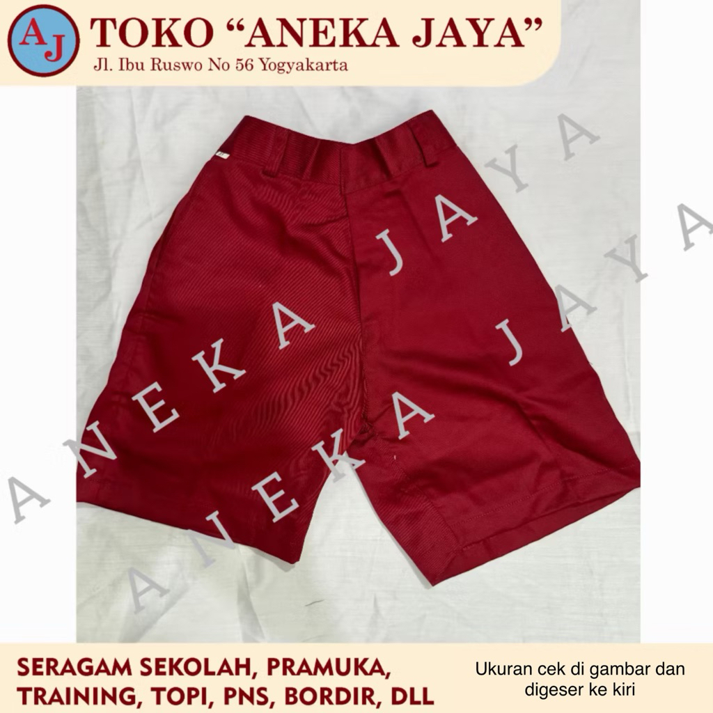 Celana Pendek Sekolah bahan Nagata Drill , Karet / Seragam SD SMP